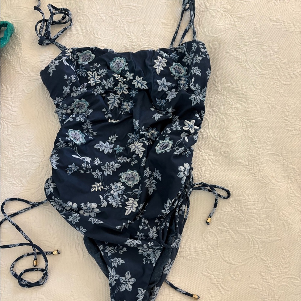 Agua Bendita Black and White Floral One Piece Swimsuit